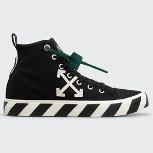 Off-White Men's Arrow Striped Canvas Mid-Top Sneakers